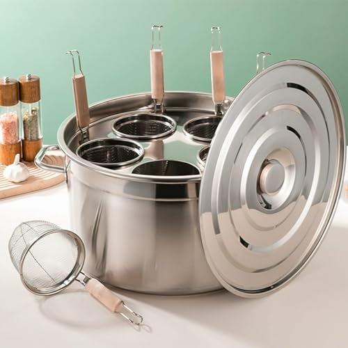 ZGPjubilant Stockpots Heavy Duty Pasta Cooker, Stainless Steel Multi-Cookware Set W/Inserts Colander Cooktops for Home Kitchen Commercial Restaurant, Multipots & Pasta Pots,3 Holes,D (D 4Holes)