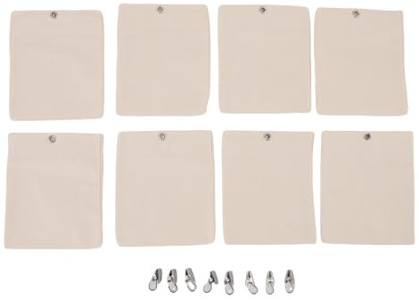 8 Pack Outdoor Curtain Weights, 15oz Canvas Patio Curtain Sandbag with Clamps, Canvas Drapery Weights Bottom Bags for Pergola Drapes Cabana Gazebo Garden