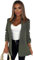 Blazers for Women UK Lined Casual Open Long Ruched Sleeve Jackets Plain Suit Work Office Formal Jacket Top Womens Coats Cardigan Collar Solid Color Italian Ladies Blazer Coats (Green , Large (UK 12)