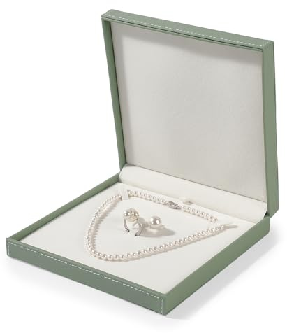 Oirlv Grün Mattes Leder Multifunktions-Halskettenbox | Schmuck Aufbewahrungsbox & Geschenkbox für Lange Ketten,Anhänger
