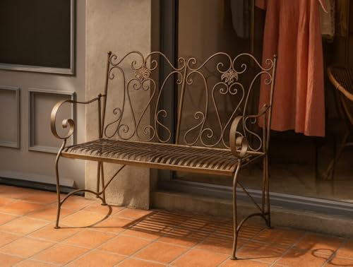 Biscottini - Gartenbank - Gartenbank - Gartenbank - Gartenbank - Sofa aus bronziertem Eisen 135 x 60 x 95 cm - Gartenbänke aus Metall - 2-Sitzer Stuhl - Gusseisenbänke