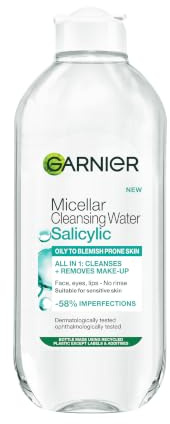 Garnier Salicylic Micellar Cleansing Water, Oily, Blemish-prone Skin, 400ml | Anti-Imperfection, Hypoallergenic, Suitable For Sensitive Skin and Eyes, Cruelty Free & Vegan
