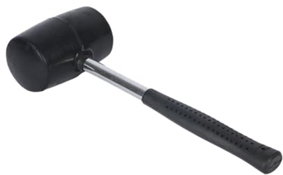 KOMBIUDA Steel Handle Rubber Mallet Hammer with Non-Slip Grip Soft Rubber Head for Tile Installation Flooring Woodworking and DIY Projects Black Construction Tool