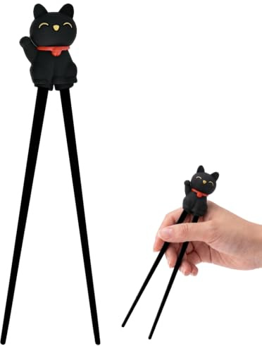 Training Chopsticks , Rebound Beginner Chopsticks, Reusable Non-Slip Heat-Resistant Learning Chopstick for Noodles Ramen Eating Tools (Lucky Cat)