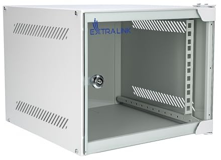 Extralink Netzwerkschrank 10 Zoll 4HE - Serverschrank 310 mm Tiefe - Stand- oder Wandmontage, Traglast 30 kg, 180° Öffnung, Grau – ideal für Heimnetzwerk & IT-Geräte