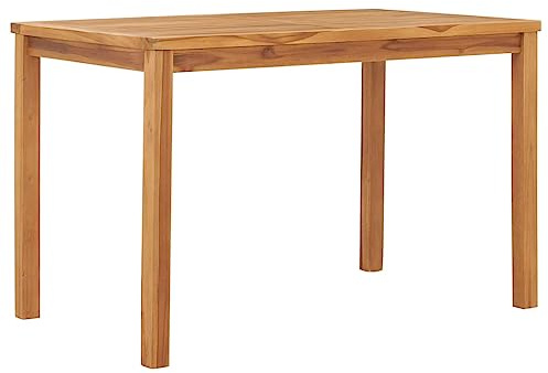 IBUQDDV Garten-Esstisch 120x70x77 cm Massivholz Teak mit wasserbasierter Lackierung für Küche Terrasse Outdoor Langlebig Witterungsbeständig