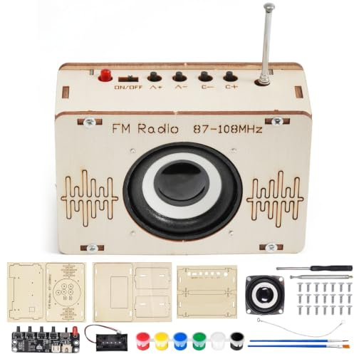 Radio Bausatz, DIY Kits Holz Radio, DIY Lautsprecher Bausatz, Holz Experimente Wissenschaft, Elektronik Baukasten Lackierbares Spielzeug, FM Experimente Wissenschaft, STEM-Spielzeug