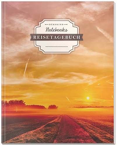 DÉKOKIND Reisetagebuch zum Selberschreiben | DIN A4, 100+ Seiten, Register, Vintage Softcover | Auch als Abschiedsgeschenk | Motiv: Sunset