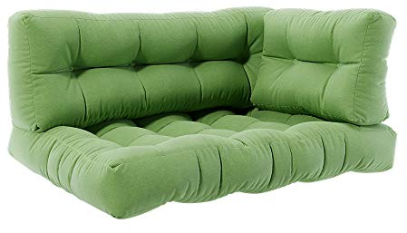 Vicco Palettenkissen Set Flocken, Outdoor Kissen, Grün, 120 x 80 cm 3 Teile