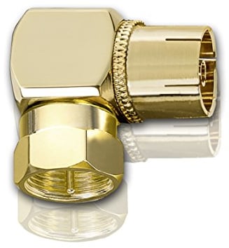 Oehlbach Antenna AD-F 90 - DVB-T2 auf DAB+ Adapter - Winkeladapter Steckertyp weiblich auf F-Stecker männlich - Anschluss DVB-T2 Antenne an DAB+ Gerät - 1 Stück - Gold