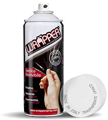 4R Quattroerre.it 16415 Wrapper Spray Trasparente Opaco | Vernice Removibile per Carrozzeria | Pellicola Spray Protettiva UV e Anti-Graffio | Wrapping Liquido Made in Italy