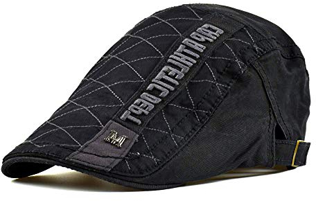 Adantico Herren Baumwolle Schirmmützen Beret Cap (Schwarz)