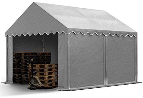 Tendone deposito 3x4 m PVC 800 N impermeabile tenda capannone con telaio al suolo grigio