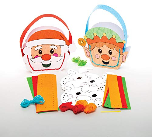 Baker Ross AT222 Weihnachts-Nähtaschen-Set, 4-teilig, für Kunst- und Bastelarbeiten, Sortiert