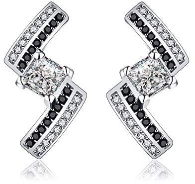 925 Sterling Silber Ohrringe Trendy Black Spinell Darts Verlobungsohrringe für Frauen Sterling Silber Schmuck