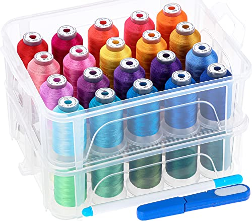 New brothread 40 Brother Farben 500m Maschine Stickgarn mit durchsichtiger Aufbewahrungsbox aus Kunststoff für Stickerei und Nähmaschine