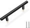 Drenky 10 Pack Kitchen Door Handles, Kitchen Cupboard Handles Stainless Steel Black T Bar Handles 128mm Hole Centre Cabinet Handles with Screws for Wardrobe Cabinet Drawer