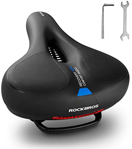 ROCKBROS Bike Seat Cushion for Men Women with Dual Shock Absorbing Ball Memory Foam - Ergonomic Bike Saddle, Handle for Easy Transport Soft Wide Waterproof Exercise Bicycle Seat for Peloton, Road Bike