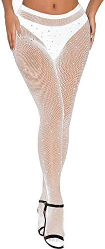 JFAN Medias de Rejilla para Mujer Brillante Medias de Redecilla de Cintura Alta 1PC