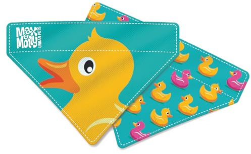 Max & Molly Wendehalstuch aus Stoff für Hunde und Katzen, um Bandana sicher an Ort und Stelle zu halten (Entchen, Medium-Large)