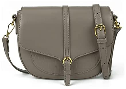 Gladdon Handtasche Damen Leder,Kleine Satteltasche Umhängetasche Ledertasche,Kreuz-Umhängetasche Schultertasche mit Krokodilmuster, Damenhandtaschen mit Webgurt(Grau)