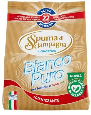 Spuma di Sciampagna Detersivo Lavatrice Polvere Bianco Puro 22 Lavaggi - 990 g