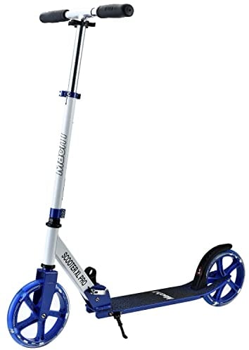 Mach1 Kick Scooter ALU City Roller Tretroller Große 200mm XXL LED Leuchtrollen/Reifen Erwachsene und Kinderroller klappbar Kickscooter (XL Weiß Blau)