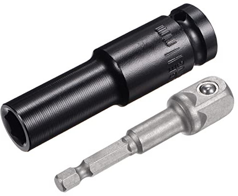 sourcing map 1/2 Drive Socket Accessory Set, 11mm Deep 6-Point Impact Socket 3 Length and 1/4 Hex Shank Adapter