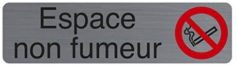 Exacompta - Réf. 67174E - 1 plaque de porte adhésive Espace non fumeurs - Plaque murale imprimée de signalisation - Sur tous supports - Aspect aluminium brossé - Dimensions : 16,5 x 4,4 cm