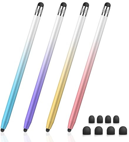 Stylus Pens for Touch Screens, 4Pack Stylus Pen Sensitivity and Capacitive Tablet Stylus 2in1 Handy Pen with 8 Rubber Tips for Android/iPad Pro/iPhone/Samsung Galaxy and All Universal Touch Devices