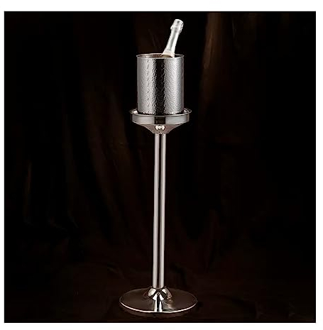Seau à Glace Seau à Glace martelé avec Support, Grand Seau à Glace sur Pied en Acier Inoxydable for bière, Refroidisseur de vin, Utilisation en extérieur ou en intérieur pour la Famille, la fête (Col