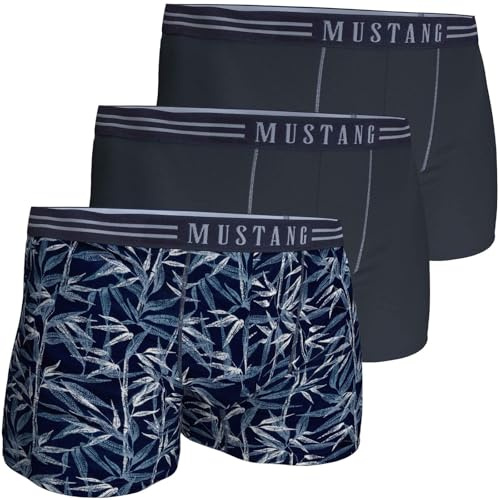 MUSTANG Herren Boxershorts Retropants 3er-Pack Navy/Bambus/Navy