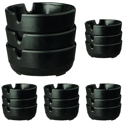 APS 576 Lot de 15 cendriers en mélamine noire Ø 8 x 3 cm