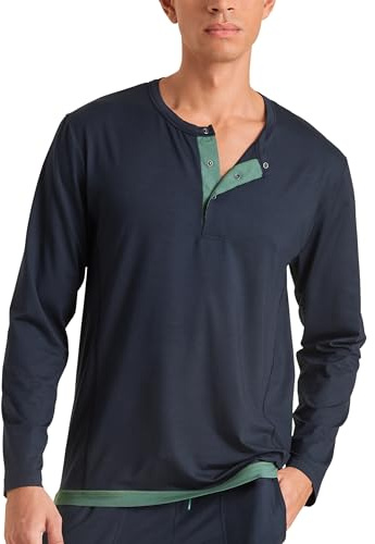 CALIDA Deepsleepwear Balancing Langarmshirt Herren, temperatur- und feuchtigkeitsregulierend Dark Sapphire 46-48