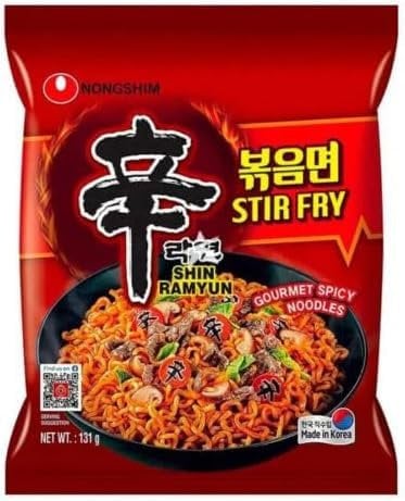 Nong Shim SHIN Ramyun Stir Fry Ramen Gourmet Spicy Noodles, Halal 131g x 5 Packs