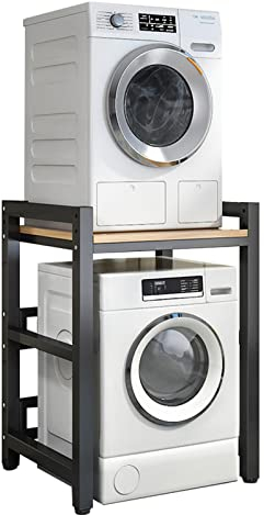 Support de sèche-linge réglable en hauteur avec capacité de charge de 400 kg – Kit d'empilage gain de place pour machines à laver et sèche-linge à chargement frontal – Support de rangement pratique
