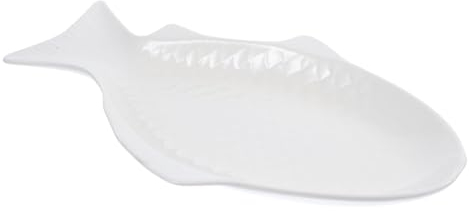 Piatto da pesce in ceramica da 15 pollici, design unico, facile da pulire, ideale per sashimi, insalate e piatti a vapore, bianco