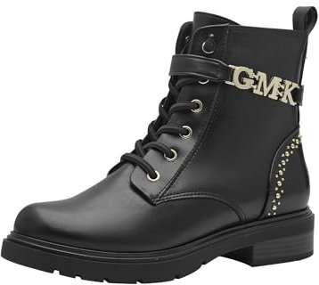 MARCO TOZZI by Guido Maria Kretschmer Damen Stiefeletten zum Schnüren aus Kunstleder mit Reißverschluss, Schwarz (Black), 37 EU