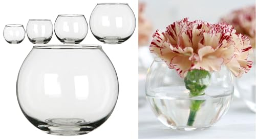 NaDeco Kugelglas im Durchmesser 6, 8, 10 und 12cm wählbar | Kugelvase klein bis groß | Glaskugelvase | Kerzenglas | Glasgefäß rund | Windlicht Glas | Teelichtglas | Dekoglas, Größe:Ø12cm h.10cm