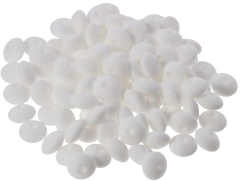YYlingx 100Pcs Silicone Lentil Beads 12mm Loose Spacer Beads for Jewelry Making Accessory DIY Crafts(White)