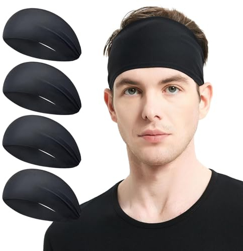 Sport-Stirnband Männer, 4 Stück Stirnband Herren, Sport-Stirnband, Sport Stirnband Herren, Sport Stirnband, Stirnband Herren Sport, Stirnband Laufen für Jogging, Laufen, Wandern