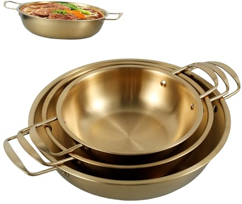 Deuson Olla coreana de ramen noodle con mango de acero inoxidable Ramen Olla coreana oxidada Olla coreana Calefacción rápida Pote de fideos coreanos Práctica olla pequeña coreana