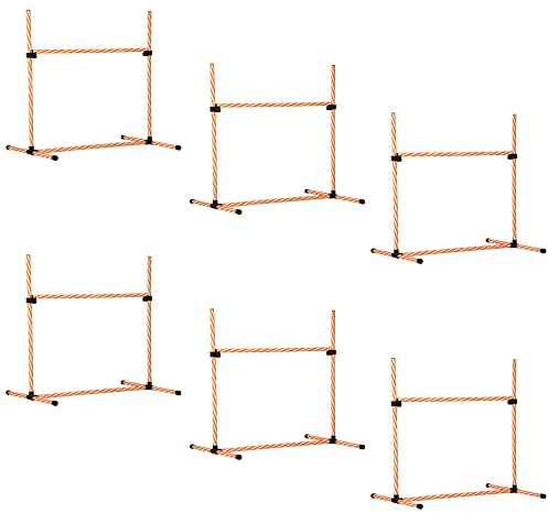 PawHut Agility Set Hunde, 6tlg. Agility-Ausrüstungs-Set mit Flechtstangen, Pfeife, Hundetraining Zubehör mit Tragetasche, für Park, Garten, Orange