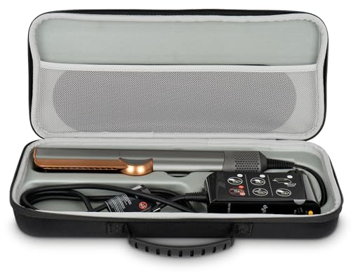XINGFUDAO Custodia rigida per piastra per capelli Dyson Airstrait HT01 – impermeabile, antigraffio e organizzata per accessori Power, Nero