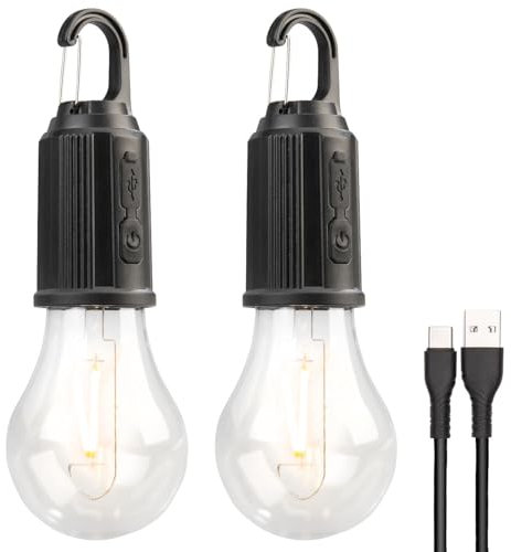 Lunartec Akku Leuchte: 2er-Set LED-Akku-Glühbirnen mit je 120 Lumen, 400 mAh, USB-Ladung (Glühlampe, Glühbirne aufladbar, Batterie Leuchten)