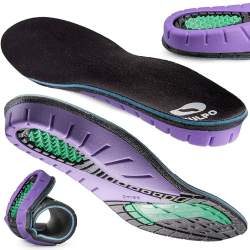 SULPO Plantillas ortopédicas - Plantillas para fascitis plantar para máxima comodidad - Plantillas de gel para amortiguación y apoyo - Plantillas deportivas para uso durante todo el día Talla 43-44