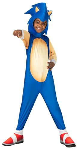 Rubies Costume Sonic The Hedgehog classico per bambino e bambinas, Tuta con copristivali e accessorio per la testa, licenza ufficiale Sega Sonic per Natale, Carnevale, Halloween, compleanno