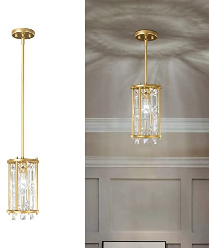 ZPBSJ Kronleuchter Modern Kronleuchter Kristall，Luxuriöse Kristallkronleuchter Goldener Vintage-Metallkäfig Anhänger für Schlafzimmer, Esszimmer, Wohnzimmer, Bar (Rund 1-Licht)