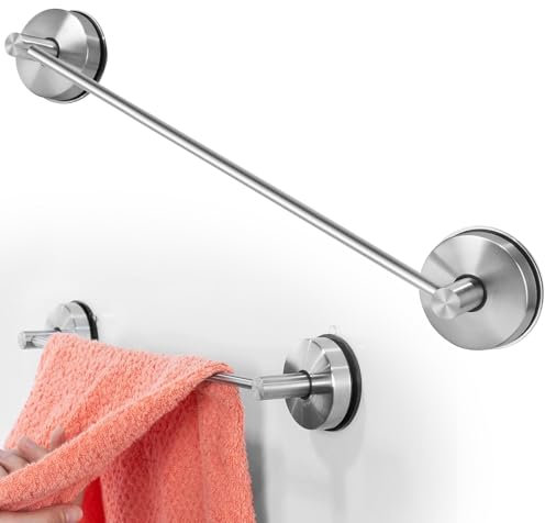 LALAGO 55cm Toallero de Ventosa de 304 Acero Inoxidable Ganchos de Succión Ventosas Sin Taladrar, Toallero de Baño Impermeable de Vacío Plata Capacidad de Carga 5KG/PC para la Pared de la Ducha