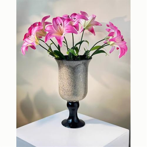 TONZN Vase en Verre, Vase en Verre Cristal, Grand Vase à Bouquet en Verre sur Pied pour Mariage à Domicile et au Bureau
